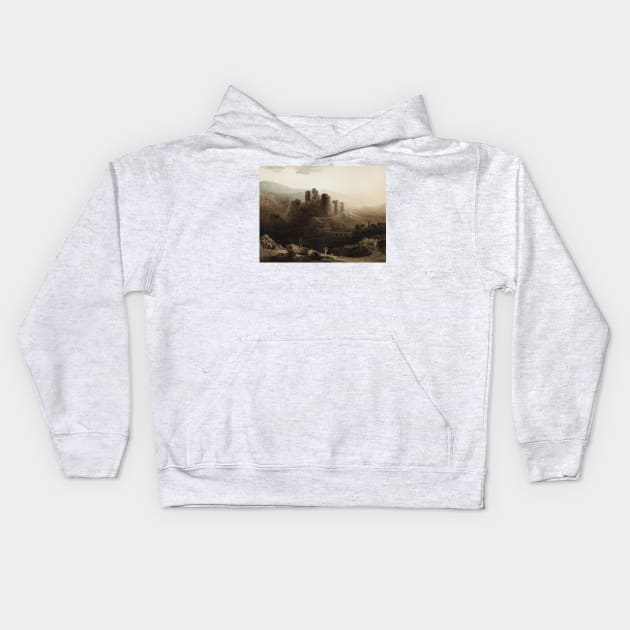 Moonlight - Chepstow Castle by John Martin Kids Hoodie by Classic Art Stall